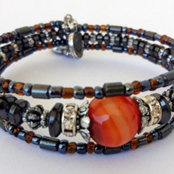 Agate Stone Watch Type Bracelet Hand Made - Picture 3 of 4